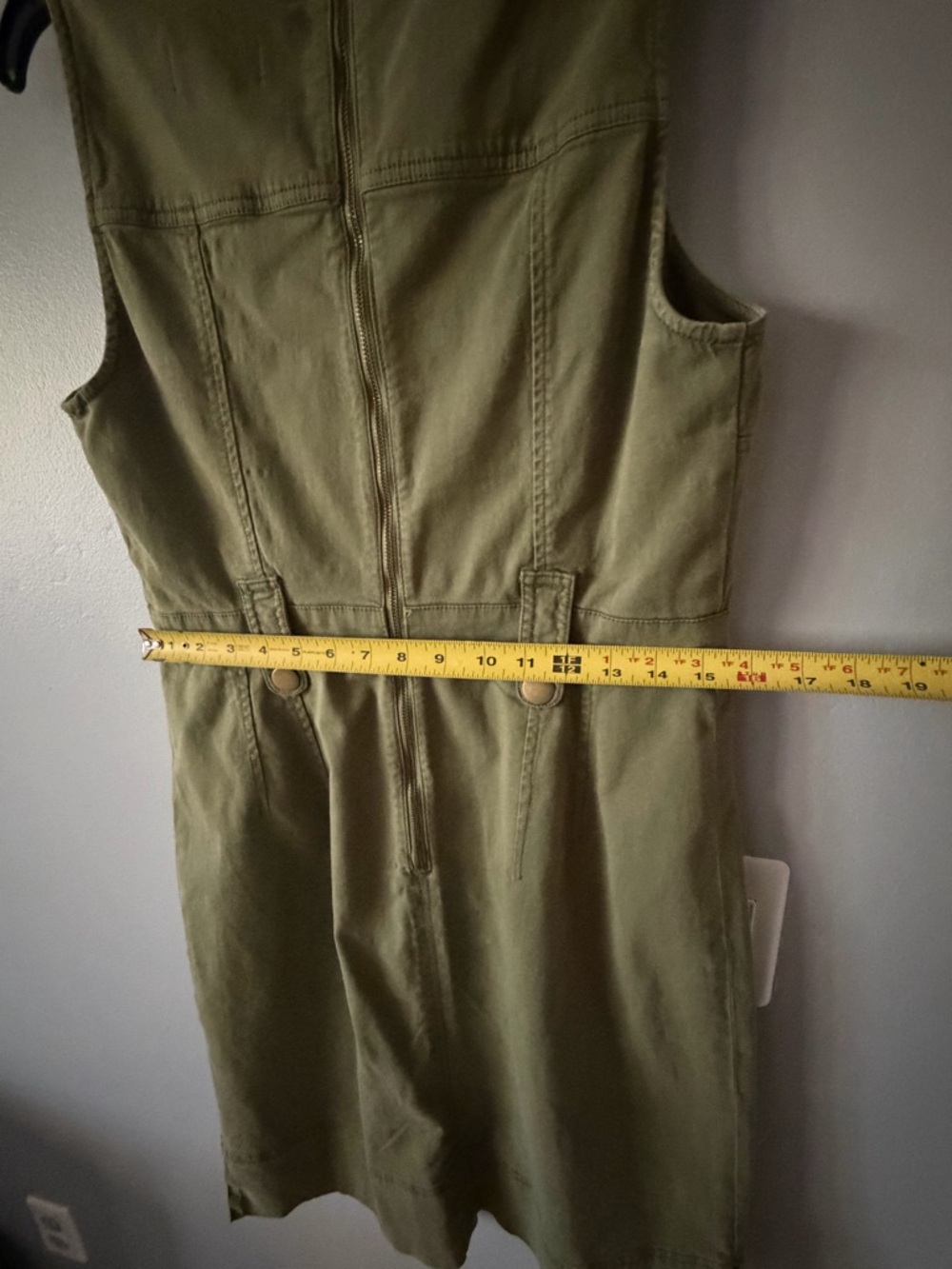Anthropologie Olive Green Sleeveless Utility Midi Dress, No belt - Picture 6 of 7